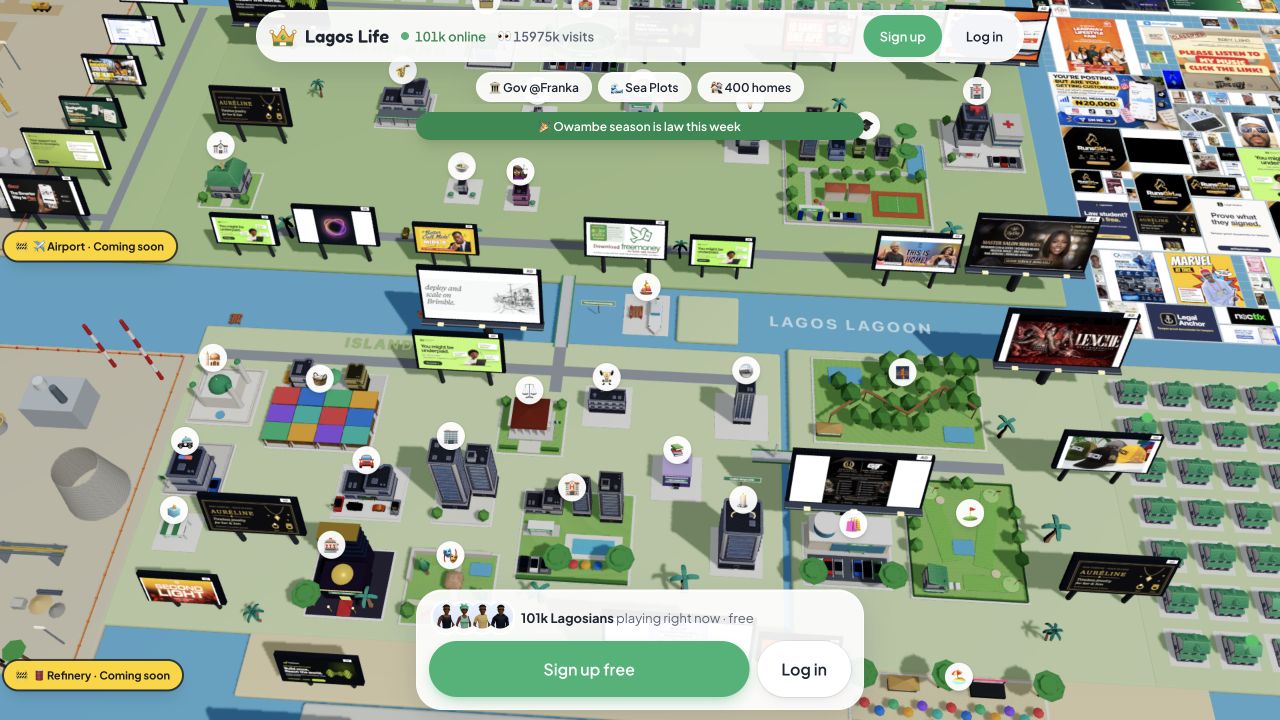 Public Lagos Life city map captured from the official game website